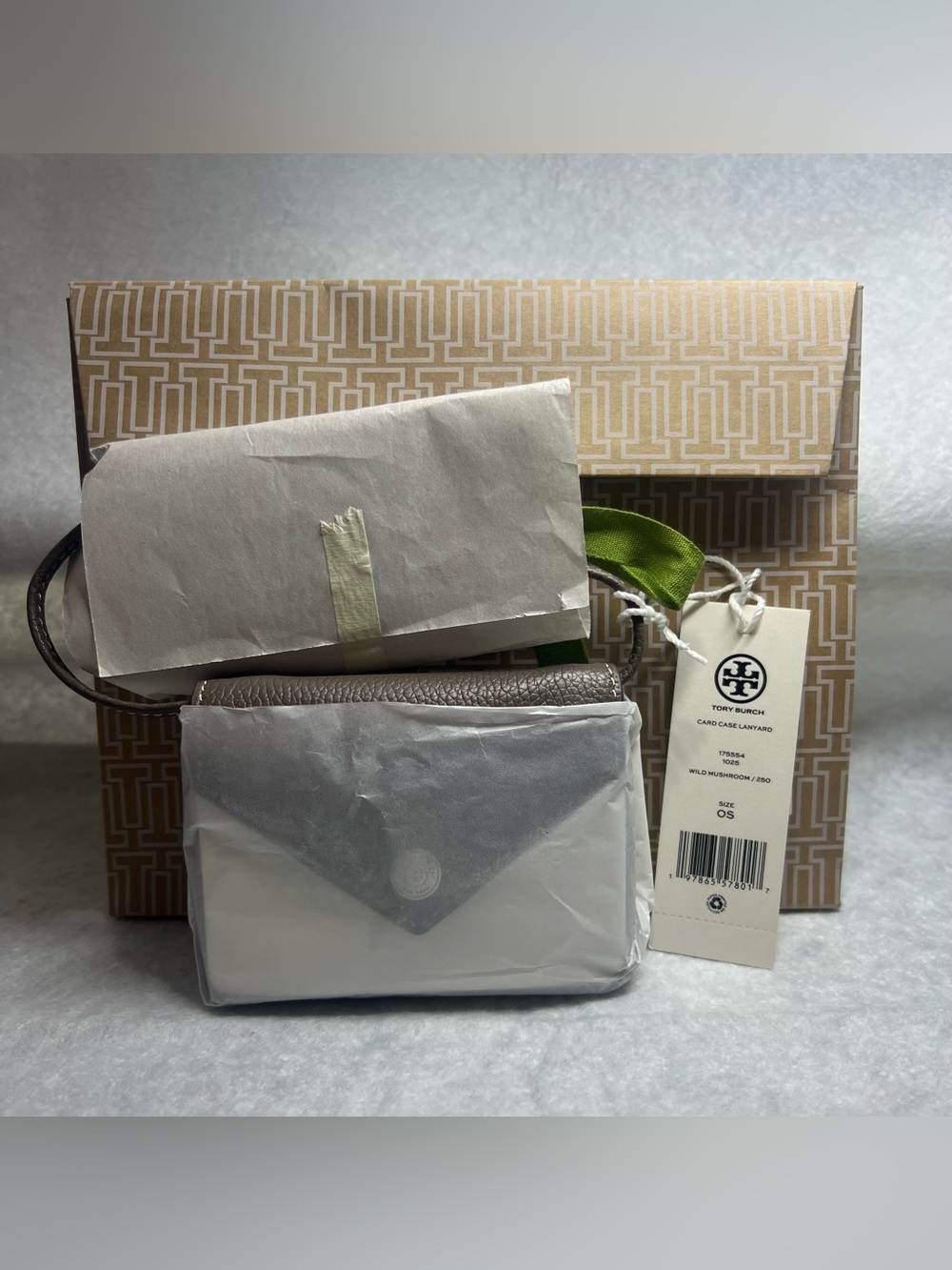 Tory Burch Brown Leather Card Case Lanyard NWT